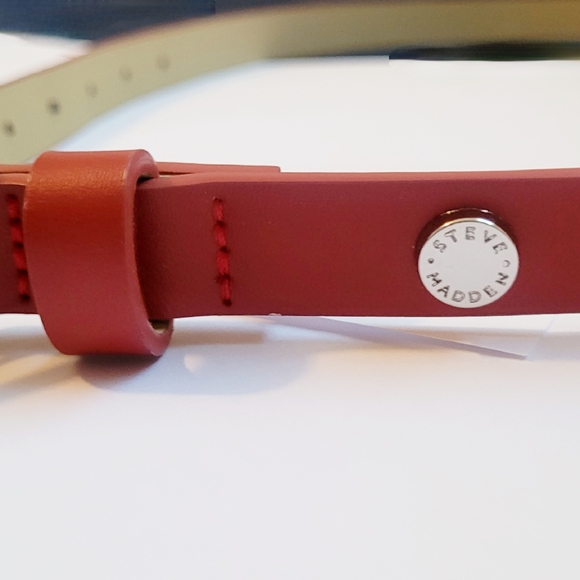 NWOT Steve Madden Cherry Red Leather Belt - Picture 1 of 3